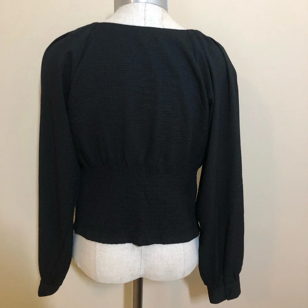 Madewell Preston puff sleeve top blouse button front gingham